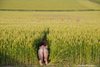 Naked Woman Crawling in the Field of Wheat